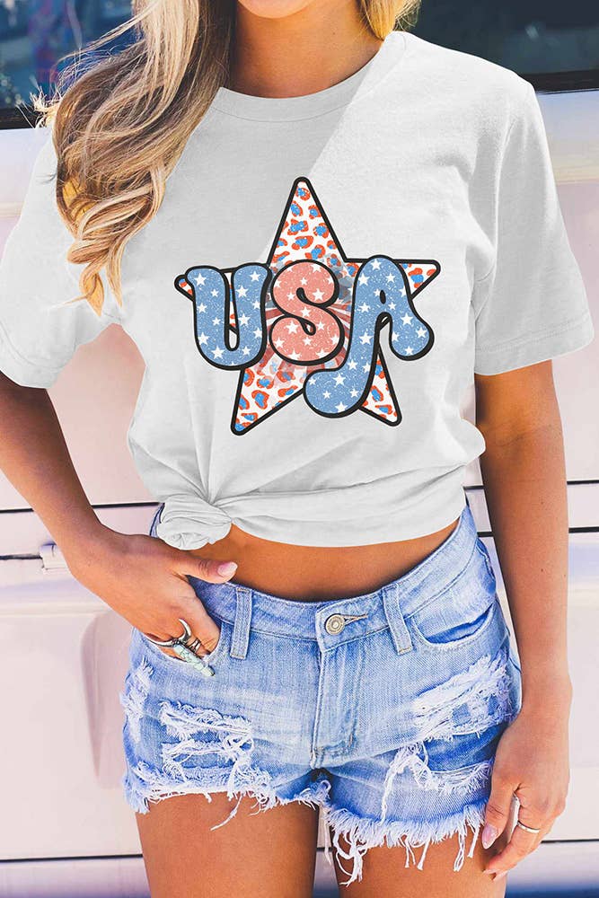Independence Day USA Star Graphic Tee