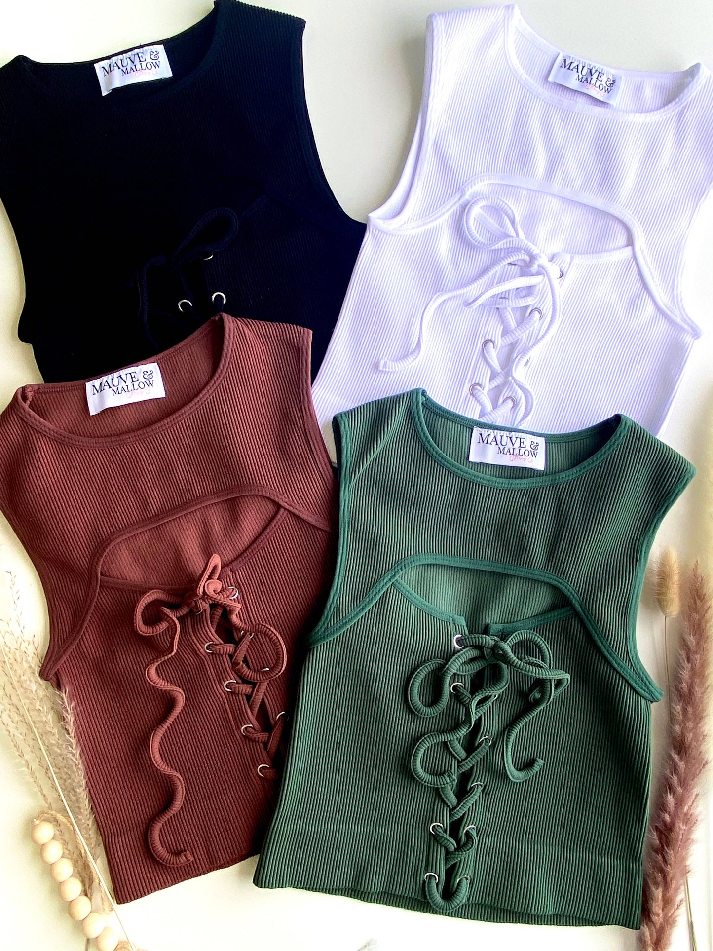 Lace up front crop