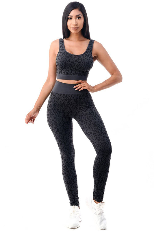 2PC Seamless Leopard Bralette & Legging Set