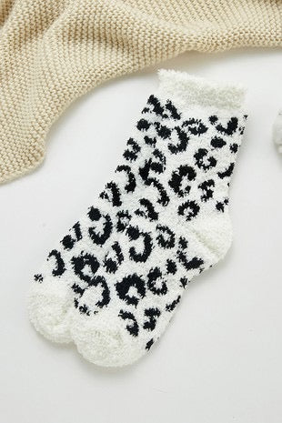 Cheetah fuzzy socks