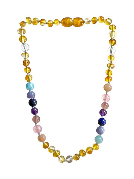 Amber + Pastel Rainbow Baby Necklace