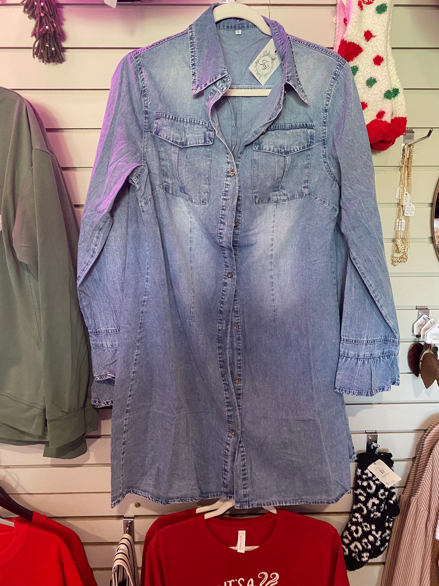 Denim shirt dress
