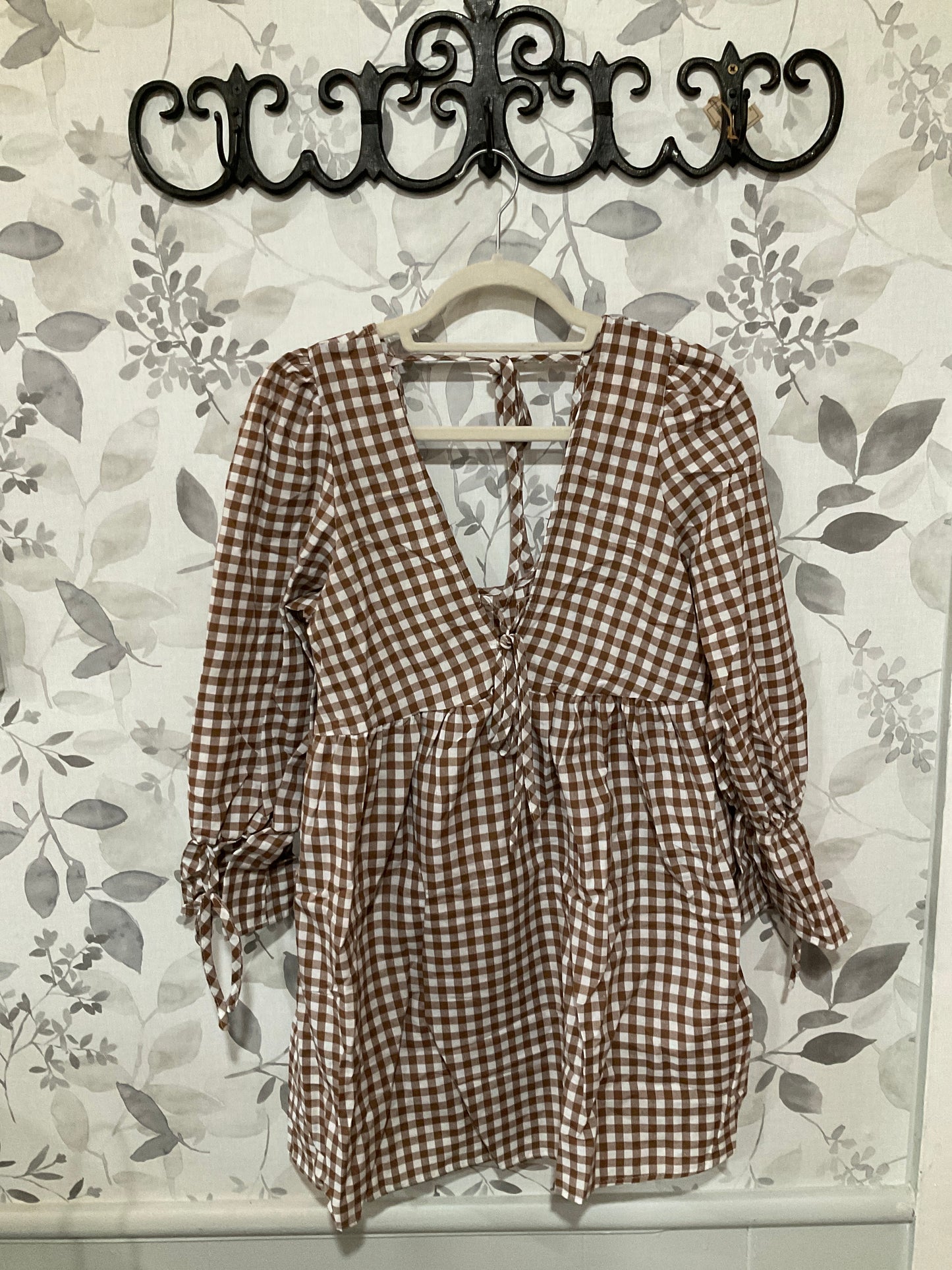 Coffee Gingham Dress
