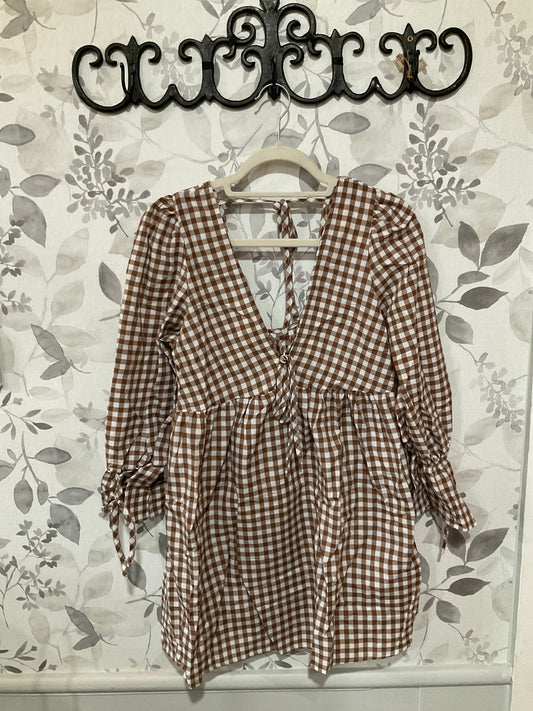 Coffee Gingham Dress