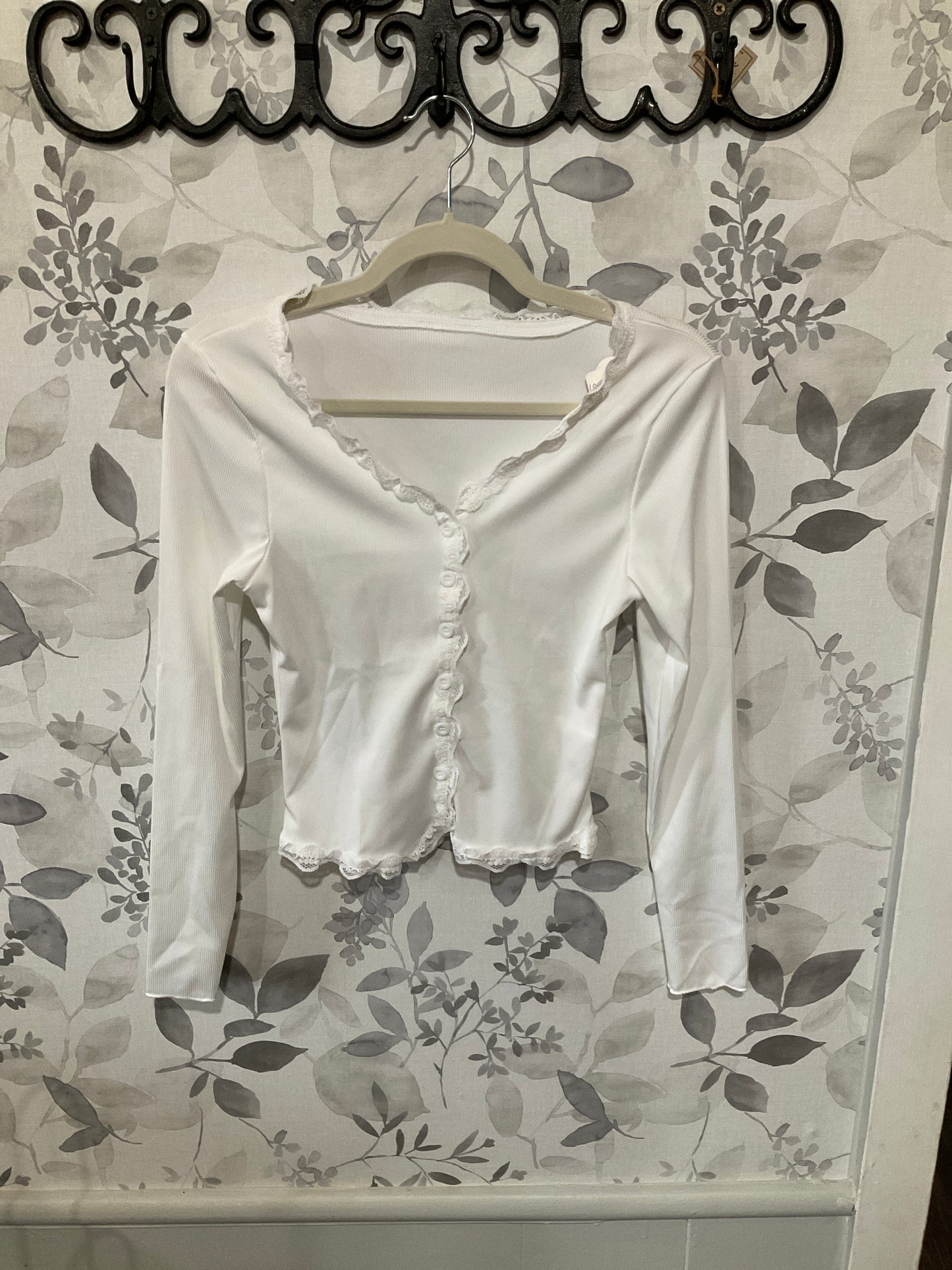 Lace Ruffle trim cardigan
