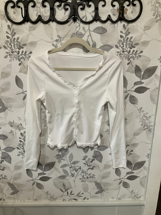 Lace Ruffle trim cardigan