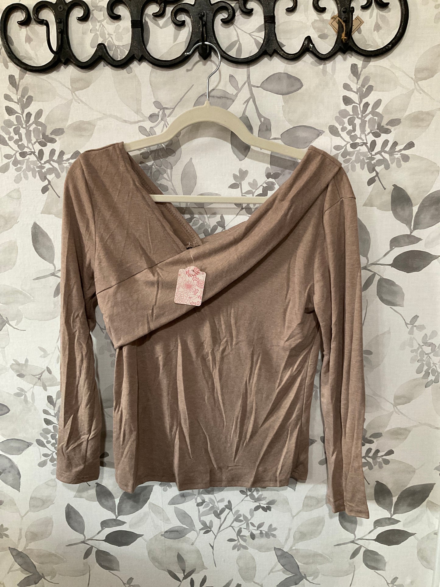 Khaki off the shoulder long sleeve