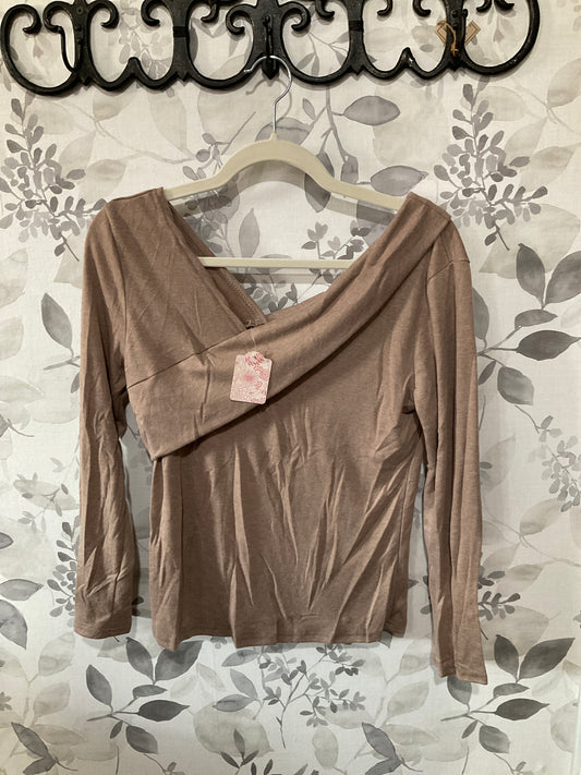 Khaki off the shoulder long sleeve