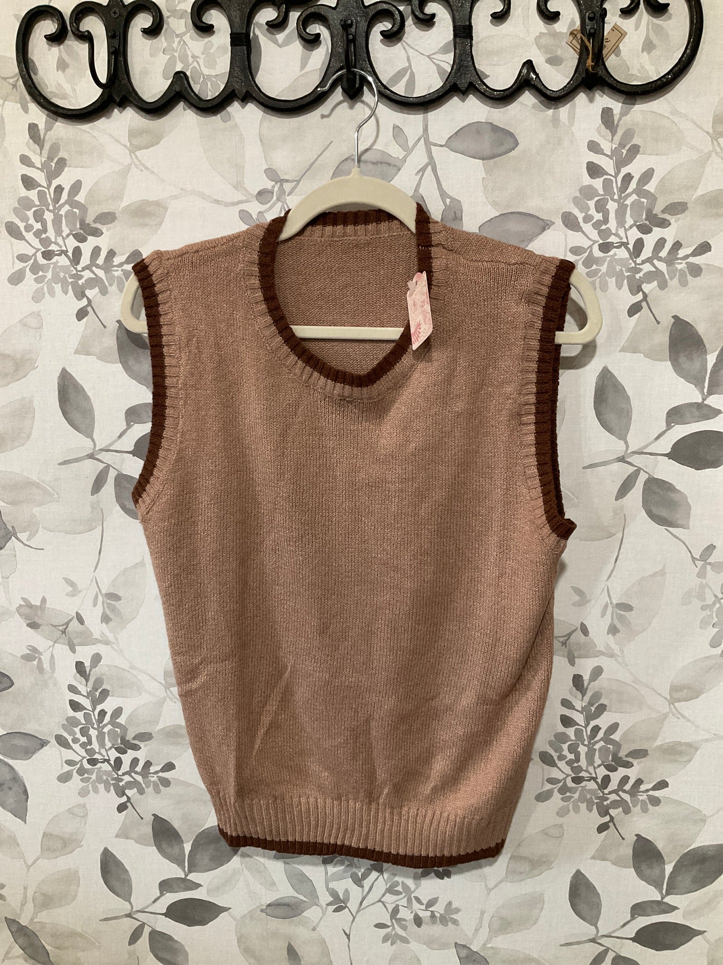 Camel Round neck Sweater Vest