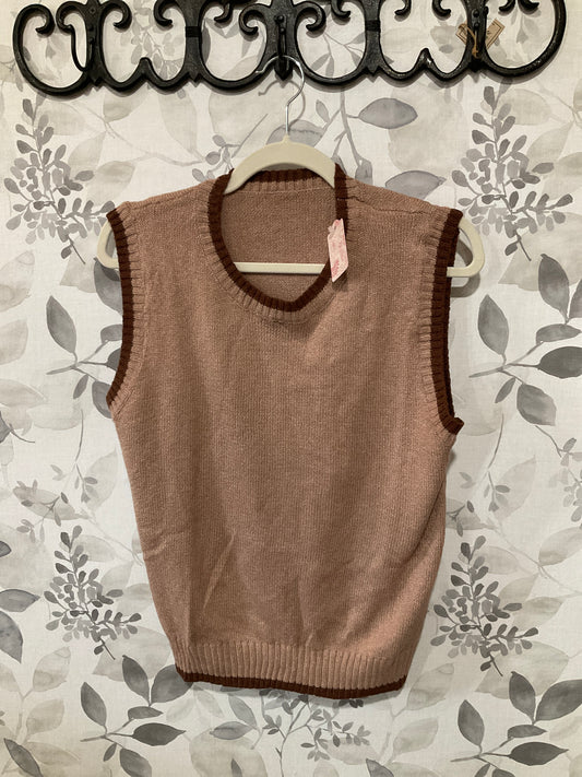 Camel Round neck Sweater Vest