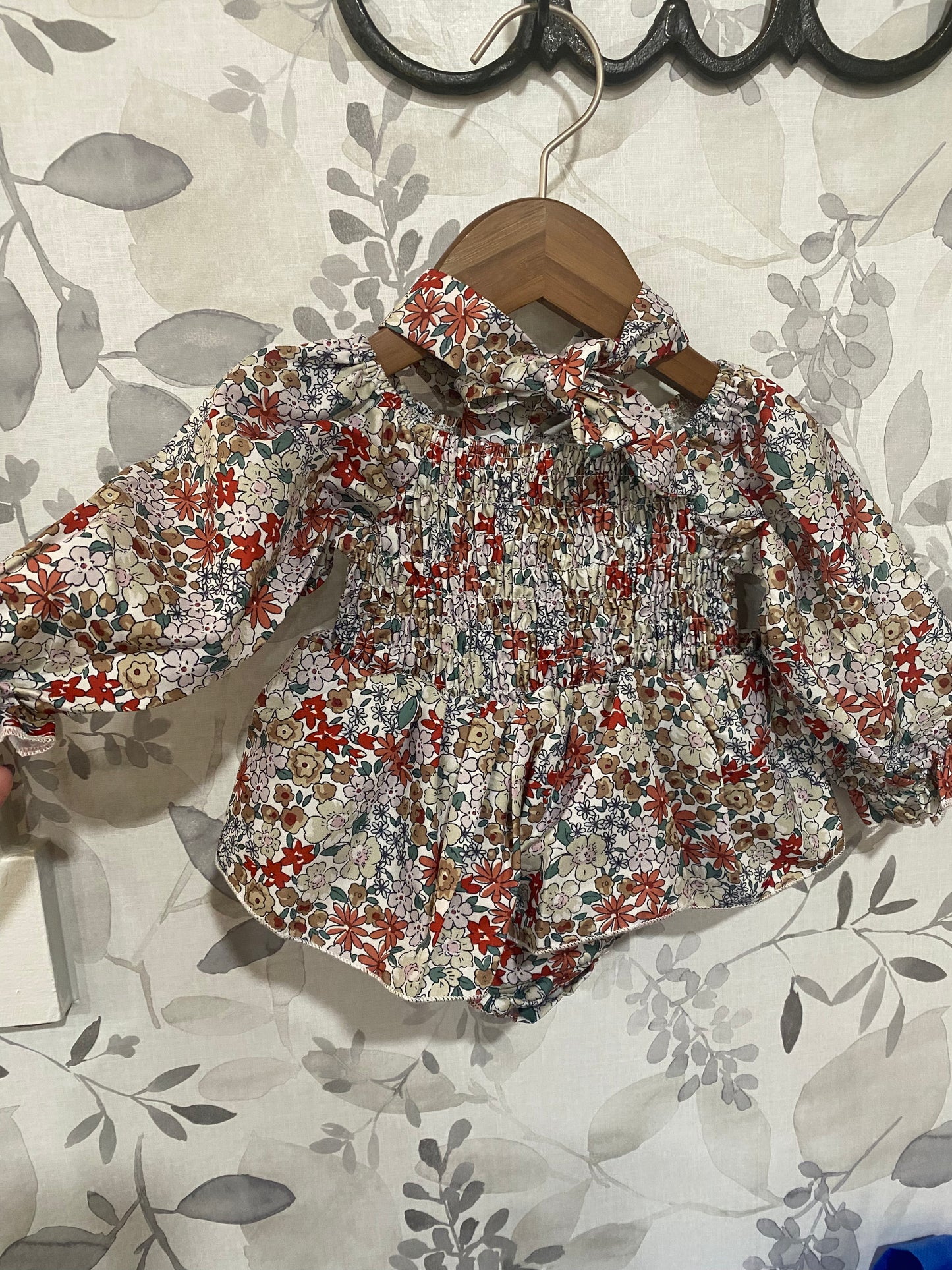 Cranberry floral romper