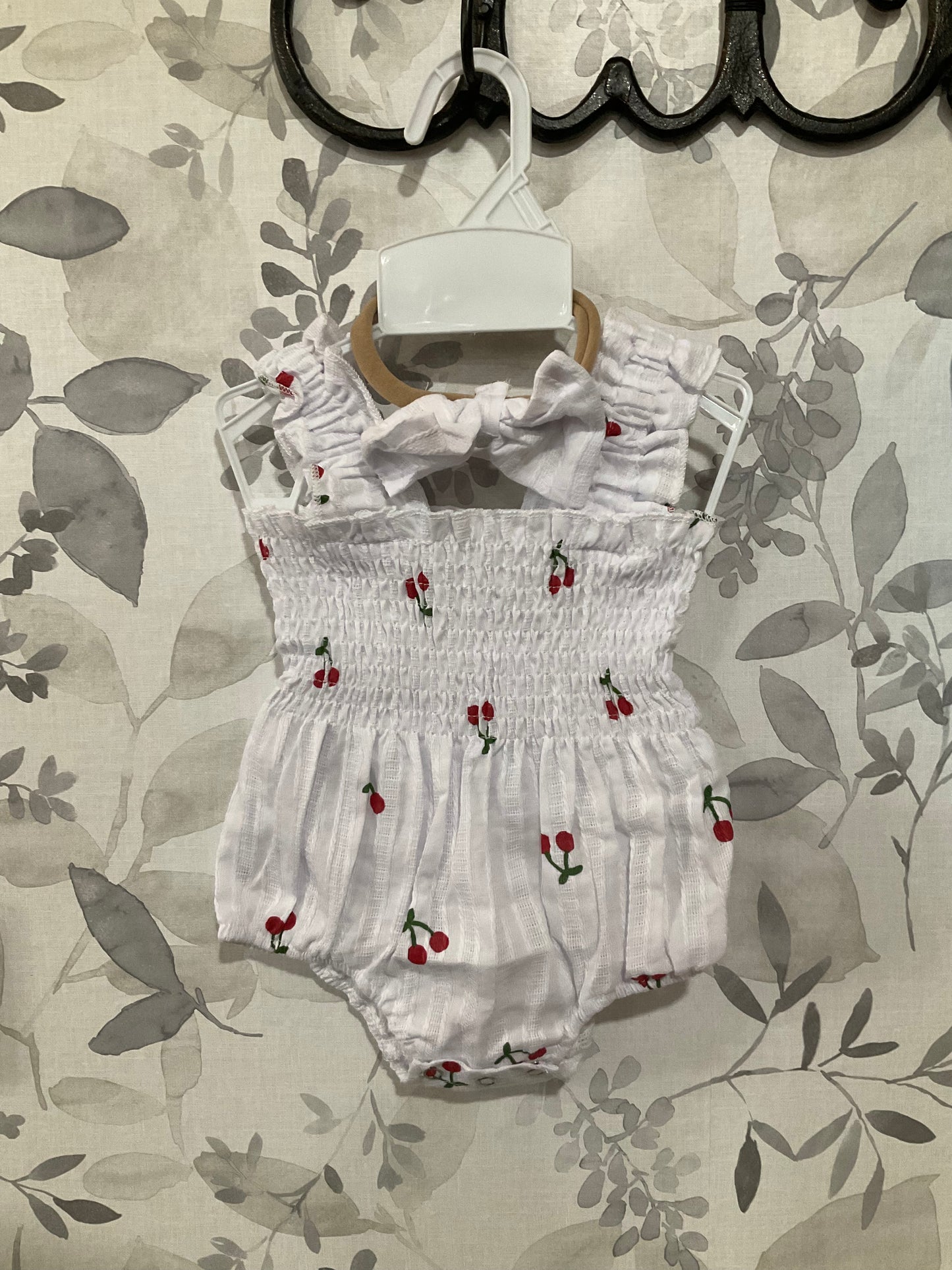 Cherry Bubble Romper with headband