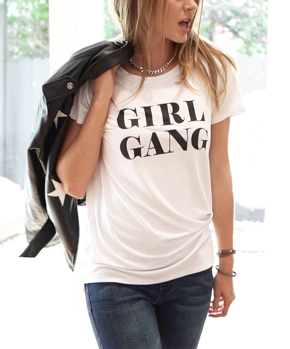 WHITE "GIRL GANG" GRAPHIC TEE