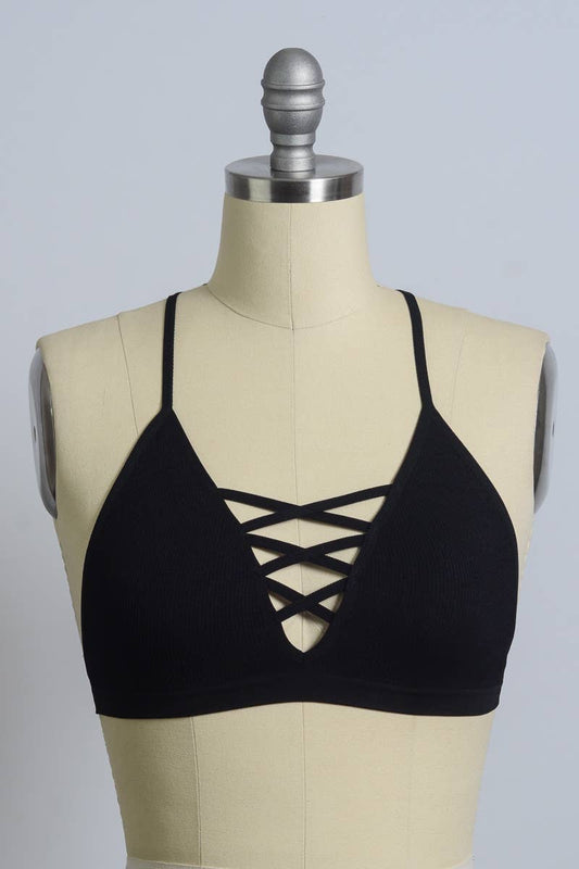 Seamless Lace Up Racer Back Bralette