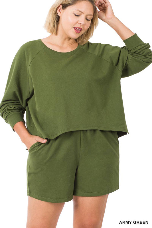 PLUS SIZE French terry top & shorts 2pc Set