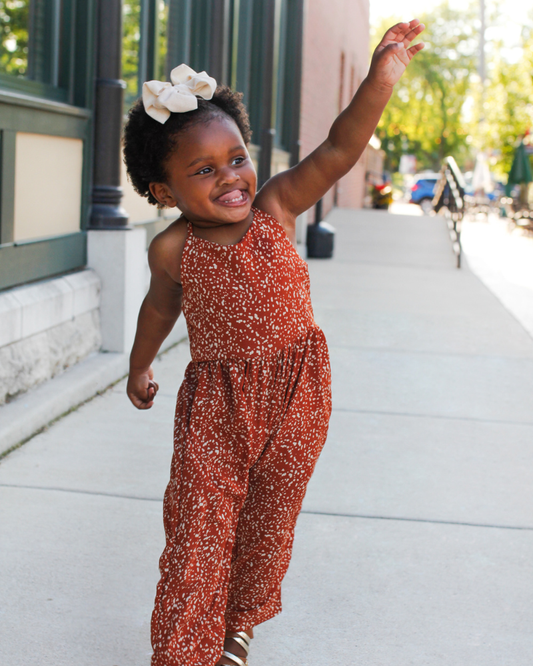 Bailey's Blossoms - Harrah Halter Jumpsuit - Brown Cobblestone