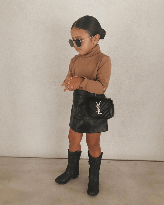 Bailey's Blossoms - Katie Pocket Mini Skirt - Black Leather