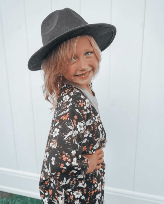 Dakota Mommy & Me Duster Kimono - Black Floral (Tween)