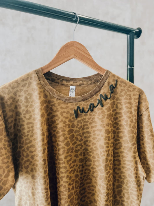 Cheetah print mama tee