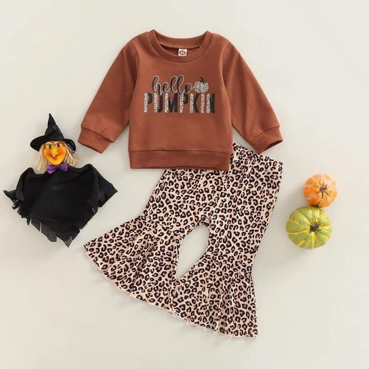 Hello pumpkin bell bottom set