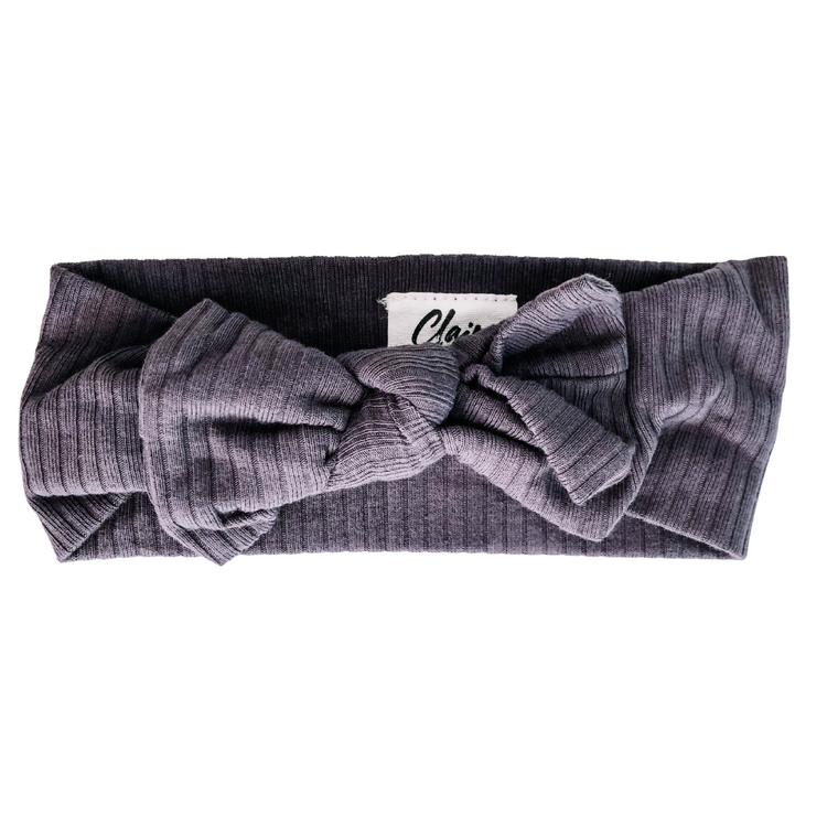 Ribbed Organic Cotton Headband - SMOKE