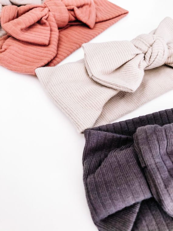 Ribbed Organic Cotton Headband - SMOKE